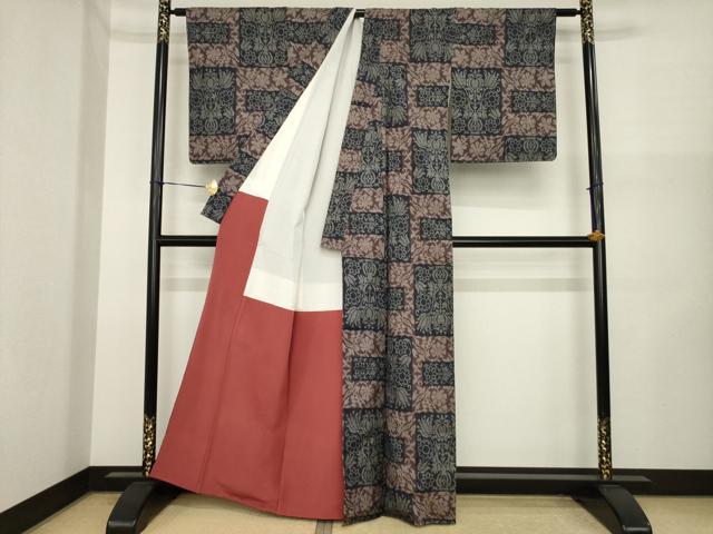 平和屋着物●本場大島紬　一元7マルキ　飾花文　正絹　逸品　AABI8166ck