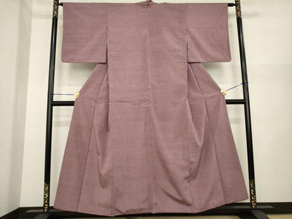 平和屋着物●お召　変わり格子　正絹　逸品　AABI8167ck