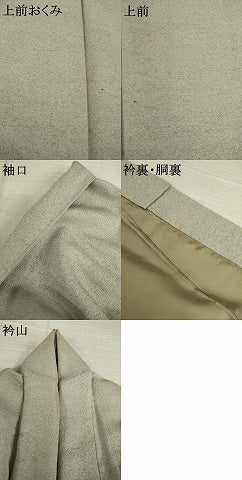平和屋着物●男性　つくも紬　生壁色　丹後ちりめん　反端付き　正絹　逸品　AABI8170ck