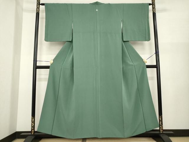 平和屋着物●上質な色無地　柳煤竹色　正絹　逸品　AABI8171ck