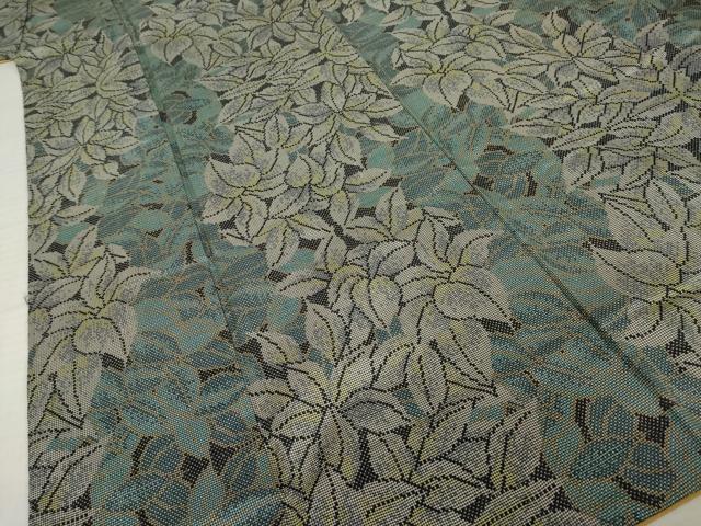 平和屋着物●本場大島紬　一元7マルキ　葉尽くし間道　正絹　逸品　AABI8173ck
