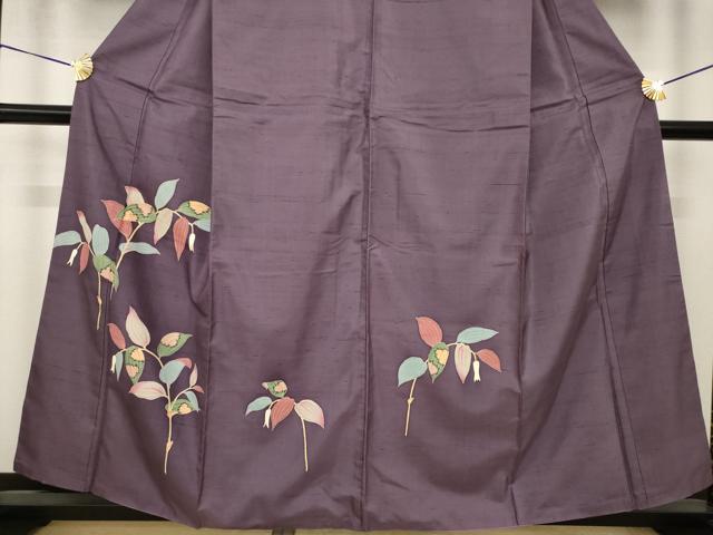 平和屋着物●訪問着　白山紬　友禅　草花文　正絹　逸品　AABI8174ck