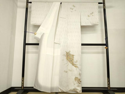 平和屋着物●訪問着　作家物　几帳花文　金彩　正絹　逸品　AABI8179ck
