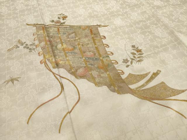 平和屋着物●訪問着　作家物　几帳花文　金彩　正絹　逸品　AABI8179ck
