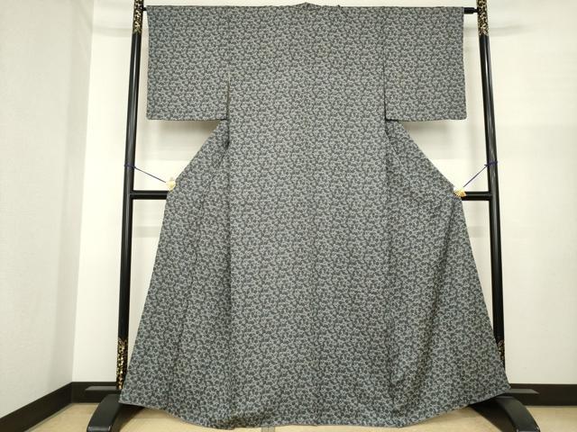 平和屋着物●江戸小紋　菊尽くし　黒地　正絹　逸品　AABI8180ck
