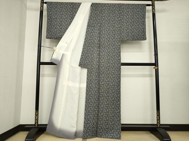 平和屋着物●江戸小紋　菊尽くし　黒地　正絹　逸品　AABI8180ck
