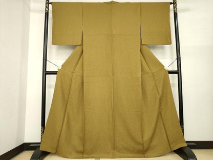 平和屋着物●上質な色無地　花唐草地紋　朽葉色　やまと誂製　正絹　逸品　AABI8181ck