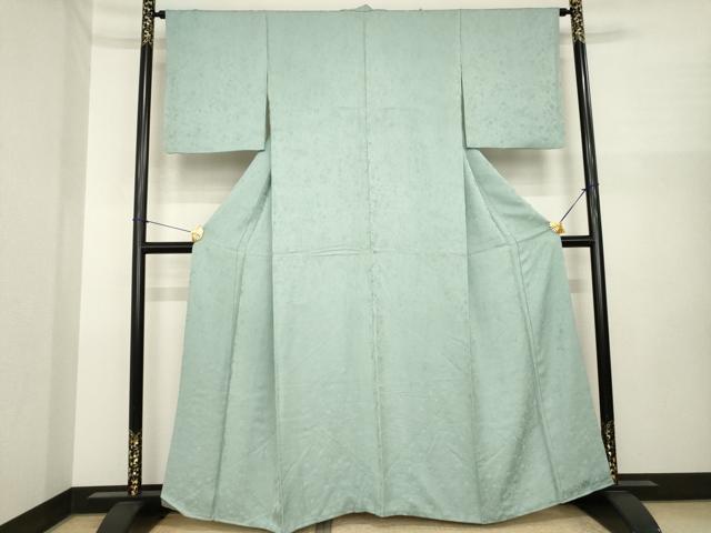 平和屋着物●上質な色無地　吉祥花地紋　豆がら茶色　正絹　逸品　AABI8183ck