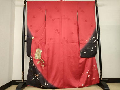 平和屋着物●豪華振袖　御所車花文　暈し染め　金彩　正絹　逸品　AABI8184ck
