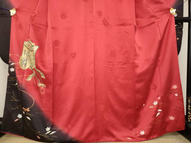 平和屋着物●豪華振袖　御所車花文　暈し染め　金彩　正絹　逸品　AABI8184ck