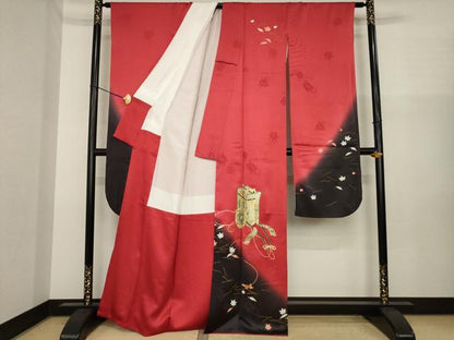 平和屋着物●豪華振袖　御所車花文　暈し染め　金彩　正絹　逸品　AABI8184ck