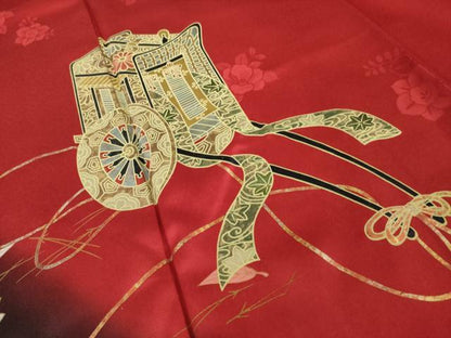平和屋着物●豪華振袖　御所車花文　暈し染め　金彩　正絹　逸品　AABI8184ck