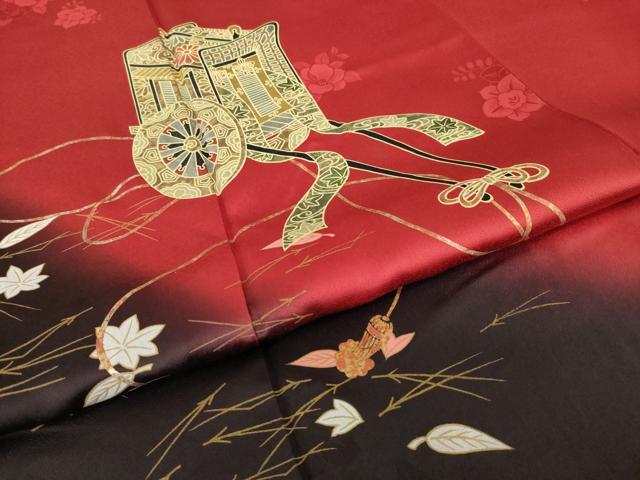 平和屋着物●豪華振袖　御所車花文　暈し染め　金彩　正絹　逸品　AABI8184ck