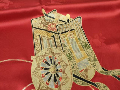 平和屋着物●豪華振袖　御所車花文　暈し染め　金彩　正絹　逸品　AABI8184ck
