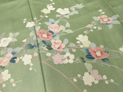 平和屋着物●訪問着　友禅　枝花文　暈し染め　正絹　逸品　AABI8185ck