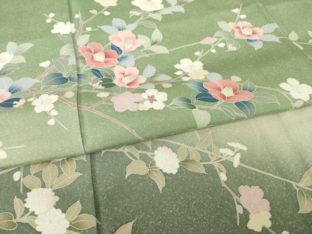 平和屋着物●訪問着　友禅　枝花文　暈し染め　正絹　逸品　AABI8185ck