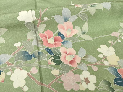平和屋着物●訪問着　友禅　枝花文　暈し染め　正絹　逸品　AABI8185ck