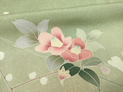 平和屋着物●訪問着　友禅　枝花文　暈し染め　正絹　逸品　AABI8185ck