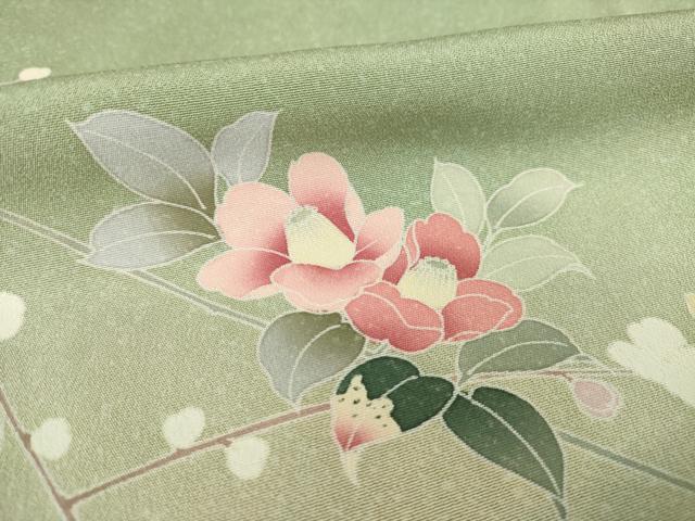 平和屋着物●訪問着　友禅　枝花文　暈し染め　正絹　逸品　AABI8185ck