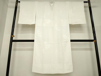 平和屋着物●長襦袢　袷　立波地紋　白色　正絹　逸品　AABI8188ck