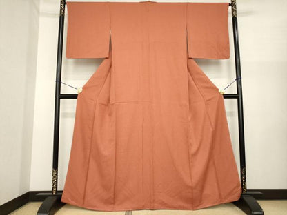 平和屋着物●上質な色無地　海老茶色　正絹　逸品　未使用　AABI8191ck