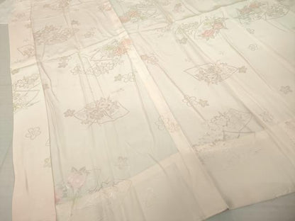 平和屋着物●振袖用長襦袢　無双仕立て　地紙花地紋　暈し染め　正絹　逸品　AABI8193ck