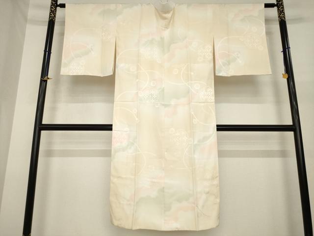 平和屋着物●長襦袢　袷　鏡裏花地紋　暈し染め　正絹　逸品　AABI8194ck