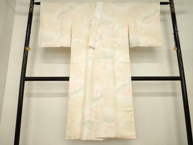 平和屋着物●長襦袢　袷　鏡裏花地紋　暈し染め　正絹　逸品　AABI8194ck
