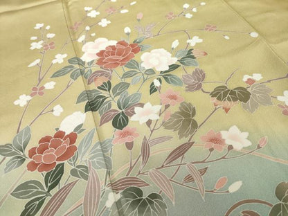 平和屋着物●訪問着　友禅　枝花文　暈し染め　正絹　逸品　未使用　AABI8195ck