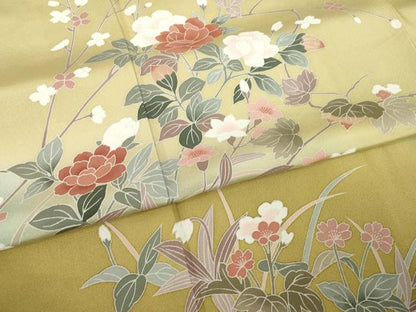平和屋着物●訪問着　友禅　枝花文　暈し染め　正絹　逸品　未使用　AABI8195ck