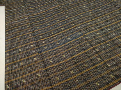 平和屋着物●上質な紬　格子　正絹　逸品　AABI8196ck