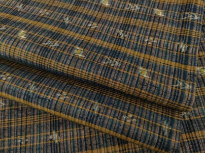 平和屋着物●上質な紬　格子　正絹　逸品　AABI8196ck