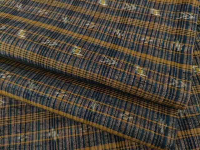 平和屋着物●上質な紬　格子　正絹　逸品　AABI8196ck