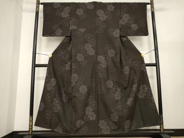 平和屋着物●結城紬　ねじ梅　正絹　逸品　未使用　AABI8201ck