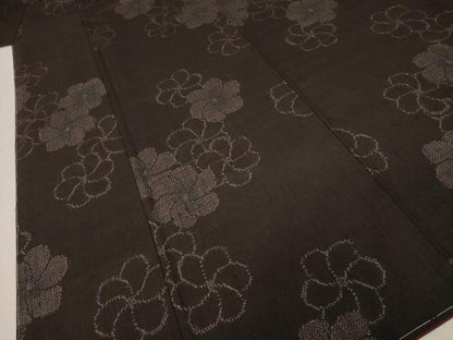 平和屋着物●結城紬　ねじ梅　正絹　逸品　未使用　AABI8201ck