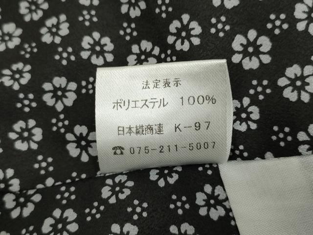 平和屋着物●小紋　舞花文　黒地　ロング丈　洗える着物　AABI8204ck