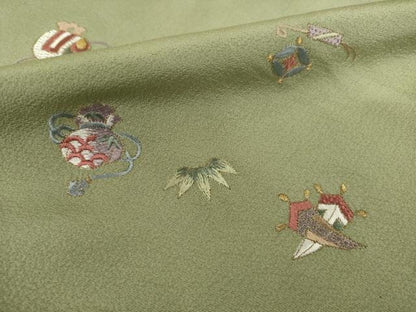 平和屋着物●訪問着　総刺繍　宝尽くし　金糸　正絹　逸品　AABI8205ck