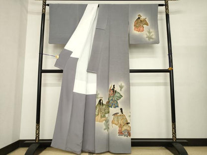 平和屋着物●友禅師・京の名工・伝統工芸士・樽本伊勢蔵 　訪問着　能　暈し染め　金彩　正絹　逸品　AABI8207ck
