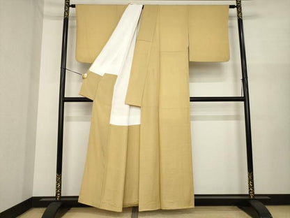 平和屋着物●伝統工芸師　服部光擴　江戸小紋　堅牢草木染　鮫小紋柄　反端付き　正絹　逸品　AABI8208ck
