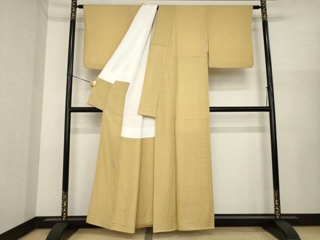 平和屋着物●伝統工芸師　服部光擴　江戸小紋　堅牢草木染　鮫小紋柄　反端付き　正絹　逸品　AABI8208ck