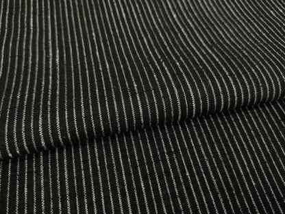 平和屋着物●上質な紬　縞　黒地　正絹　逸品　AABI8210ck