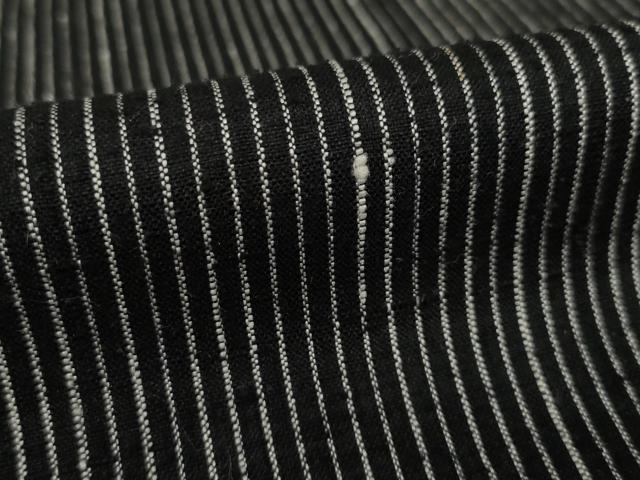 平和屋着物●上質な紬　縞　黒地　正絹　逸品　AABI8210ck