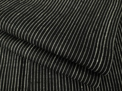 平和屋着物●上質な紬　縞　黒地　正絹　逸品　AABI8210ck