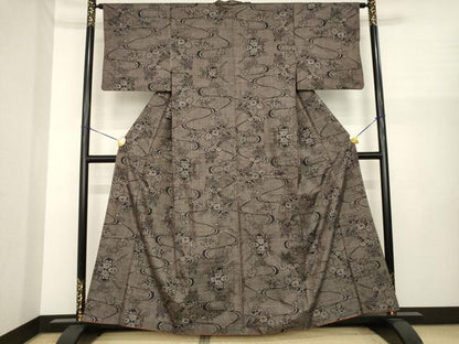 平和屋着物●本場大島紬　一元7マルキ　流水花文　正絹　逸品　AABI8211ck