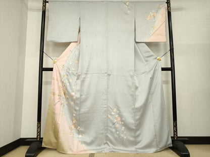 平和屋着物●訪問着　誰が袖花文　暈し染め　金彩　正絹　逸品　AABI8213ck