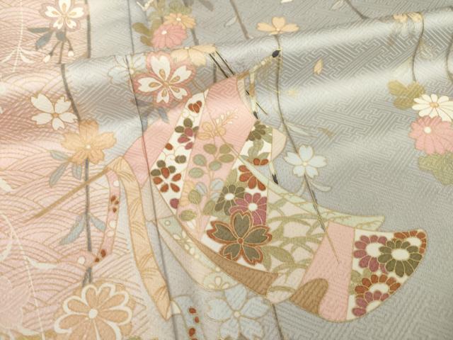 平和屋着物●訪問着　誰が袖花文　暈し染め　金彩　正絹　逸品　AABI8213ck