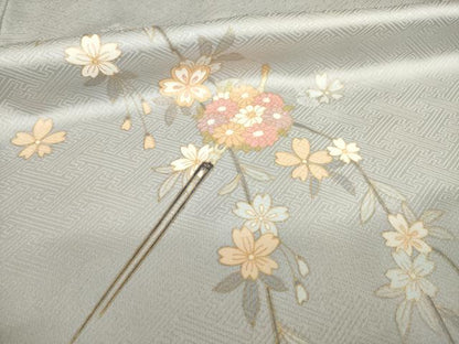 平和屋着物●訪問着　誰が袖花文　暈し染め　金彩　正絹　逸品　AABI8213ck