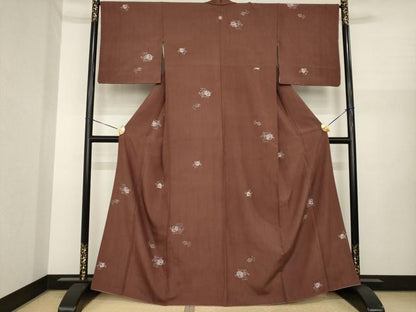 平和屋着物●上質な小紋　紬地　絞り　成り物　正絹　逸品　AABI8214ck