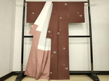 平和屋着物●上質な小紋　紬地　絞り　成り物　正絹　逸品　AABI8214ck