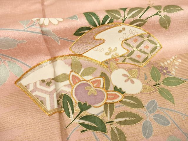 平和屋着物●訪問着　駒刺繍　地紙花籬文　暈し染め　金銀彩　正絹　逸品　AABI8216ck